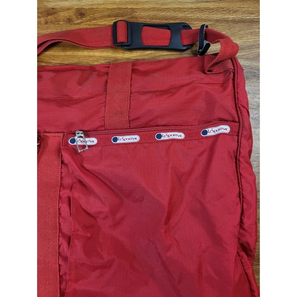 Lesportsac Hanging Garment Bag Travel Full Folding Suitcase Red Vintage